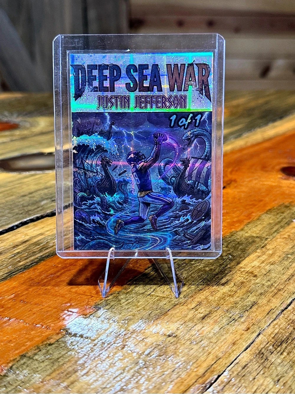 Justin Jefferson Minnesota Vikings Deep Sea War 1 of 1 Custom Trading Card